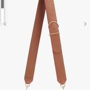 Cuyana leather adjustable wide strap in caramel